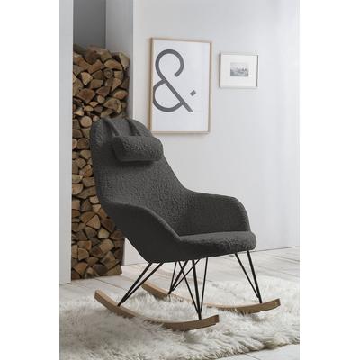 Schaukelsessel SALESFEVER, grau, B:67cm H:107cm T:105cm, 100% Polyester, Metall, Sessel, mit Bezug in Teddyfell-Optik Image