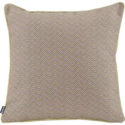 Dekokissen H.O.C.K. "Harry Leola", grün (grün, rosa, hellgrün, gemustert), B:50cm H:10cm L:50cm, Baumwolle, Polyester, Dekokissen_Sitzkissen_Kissenhüllen, mit Zick-Zack-Muster, Kissenhülle mit Füllung, 1 Stück Image