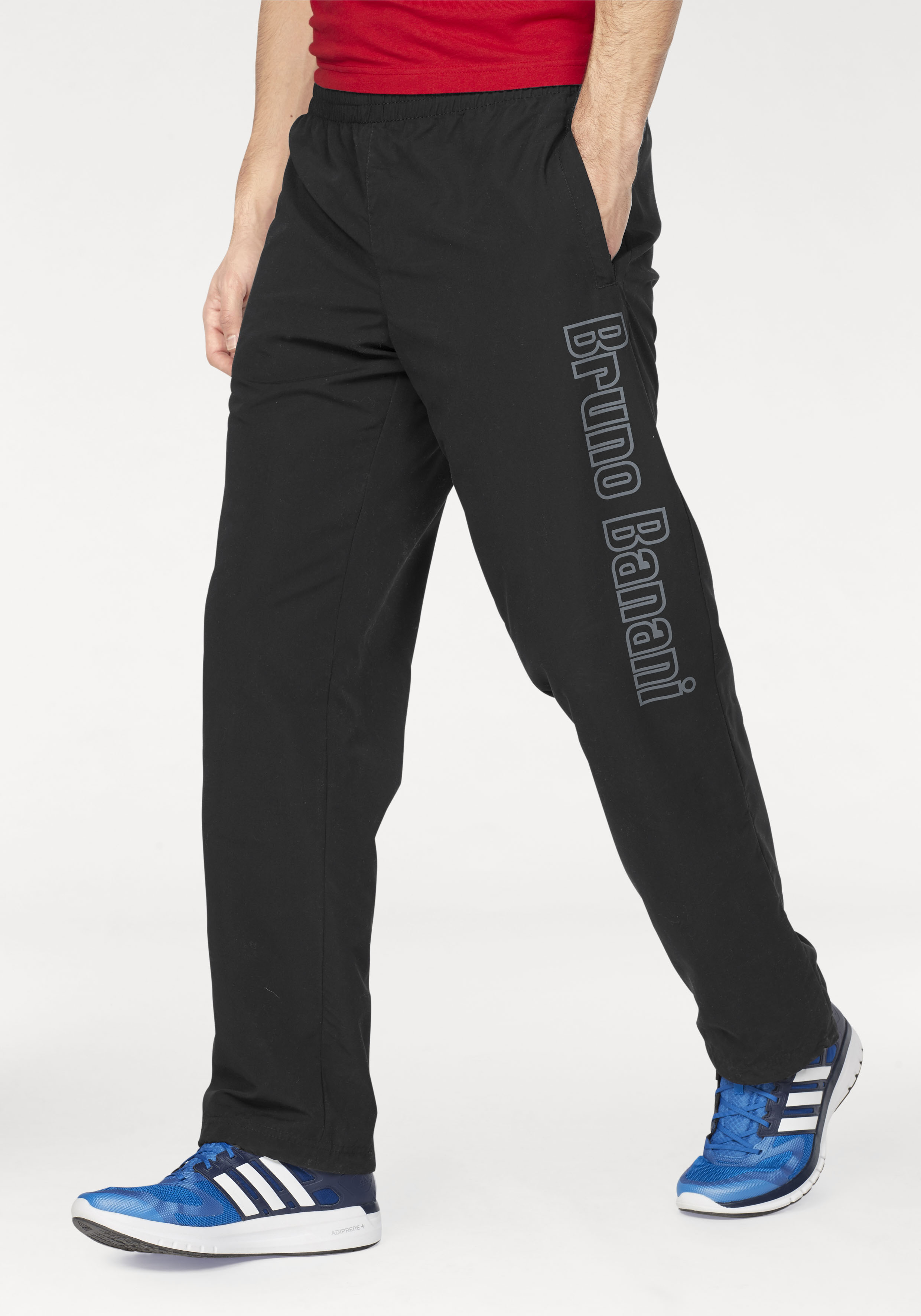 Sporthose BRUNO BANANI, Herren, Gr. L (52/54), N-Gr, schwarz (hose aus beständigem material), Obermaterial: 100% Polyester. Futter: 100% Polyester, bedruckt, bequem lang, Hosen Sporthose, mit verstellbarem Hosensaum, Topseller