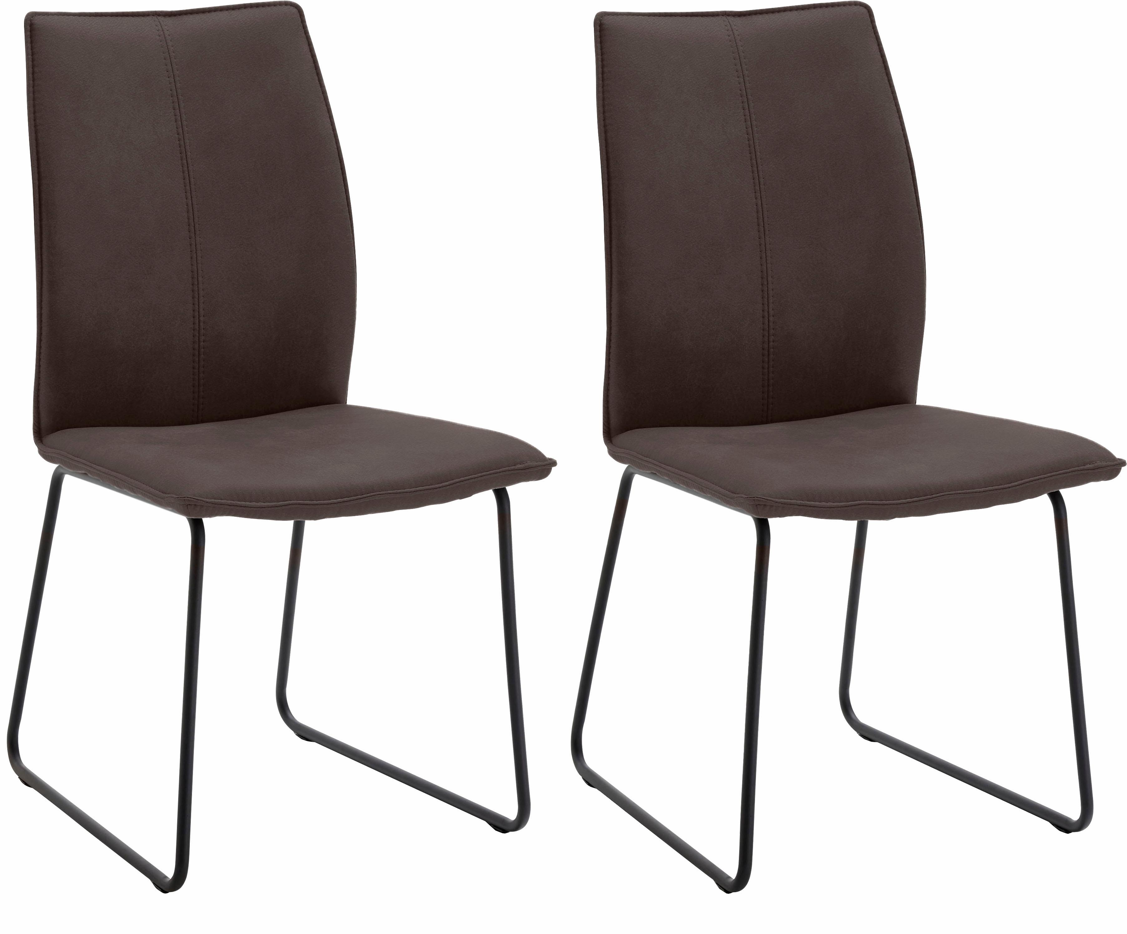 Polsterstuhl NIEHOFF SITZMÖBEL "Capri", braun (schlamm), B:46cm H:93cm T:57cm, Vintage-Mikrofaser ABERDEEN (100% Polyester);Leder PRISMA, Stühle, Polsterstuhl, Kufengestell aus Eisen, Bezug in Microfaser oder Leder