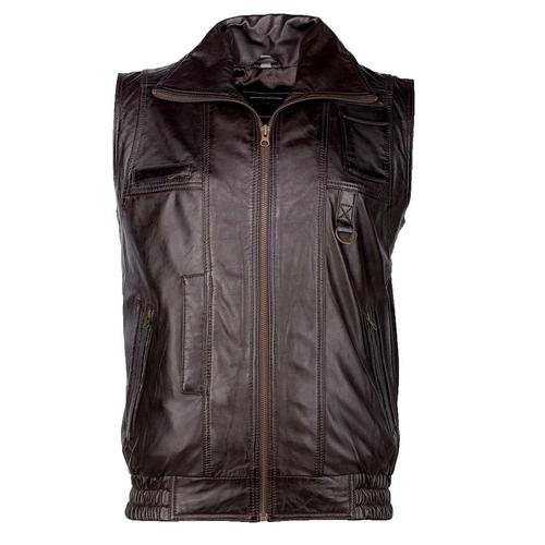 „Lederweste JCC „“BigVest2″“ Gr. 46, braun (dark brown) Herren Westen Lederwesten“