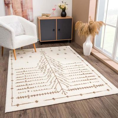 Teppich CARPET CITY "April 2308", beige (creme), B:140cm H:10mm L:200cm, Polyester, Teppiche, Läufer, weich durch Microfaser, Boho Ethno Look, Wohnzimmer Image
