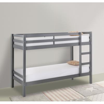 Etagenbett LÜTTENHÜTT "Alpi", grau (grau, grau), B:103cm H:142cm L:208cm, Etagenbetten, Massivholz (Kiefer), Stockbett