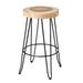 East at Main Solid Teak Wood Stools with Iron Legs (Set of 2)