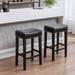 Set of 2 Counter Height 29" Bar Stools for Kitchen Counter Backless Faux Leather Stools for Dining Room