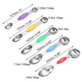 Magnetic Measuring Spoons Set of 5 Dual Sided Stainless Steel for Measuring - Silver Tone