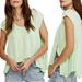 Free People Tops | Free People Womens Lime Green Keep It Casual Linen Blend Short Sleeve Tee | Color: Green | Size: M