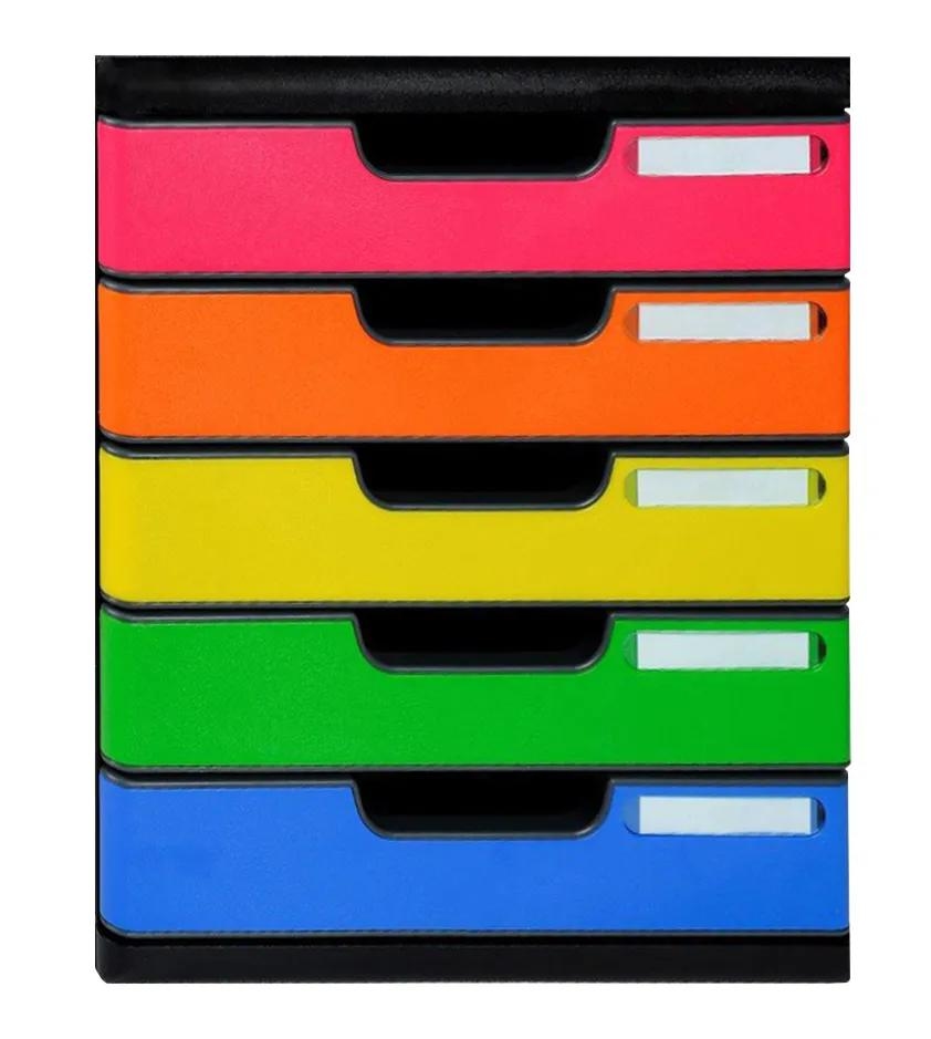 Exacompta 301798D 1x Schubladenbox MODULO A4, 5 geschlossene Laden - Regenbogen Image