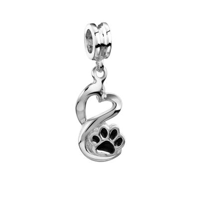 Nenalina - Bead Pfoten Herz Emaille 925 Sterling Silber Charms & Kettenanhänger 1 ct Damen