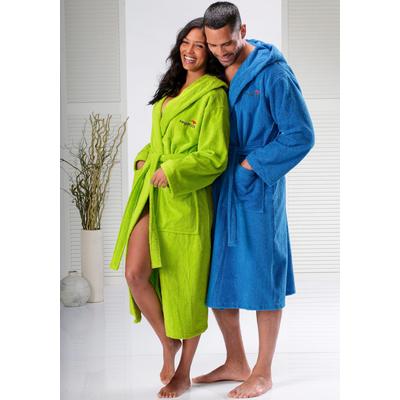Unisex-Bademantel KANGAROOS "Cassidy, für Damen & Herren, Standardlänge & Überlänge" Gr. XXXL, grün, L:125cm in Gr. XXXL, Walkfrottee, Hausmäntel, mit Taschen, Männer und Frauen, Baumwolle, Reise, Hotel, Sauna, S-3XL Image