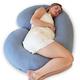 PharMeDoc Pregnancy Pillow - Body Pillow, C-Shape Cooling Maternity Pillow & Pregnancy Support for Back, Hips, Legs, Belly & Machine-Washable Cover, Detachable Pregnancy Pillows for Sleeping