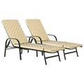 Harbour Housewares 2x Beige Moroccan 192cm x 57cm Sun Lounger Cushions - Replacement Outdoor Garden Patio Sunbed Chair Pad - Sussex Range Cushion Only