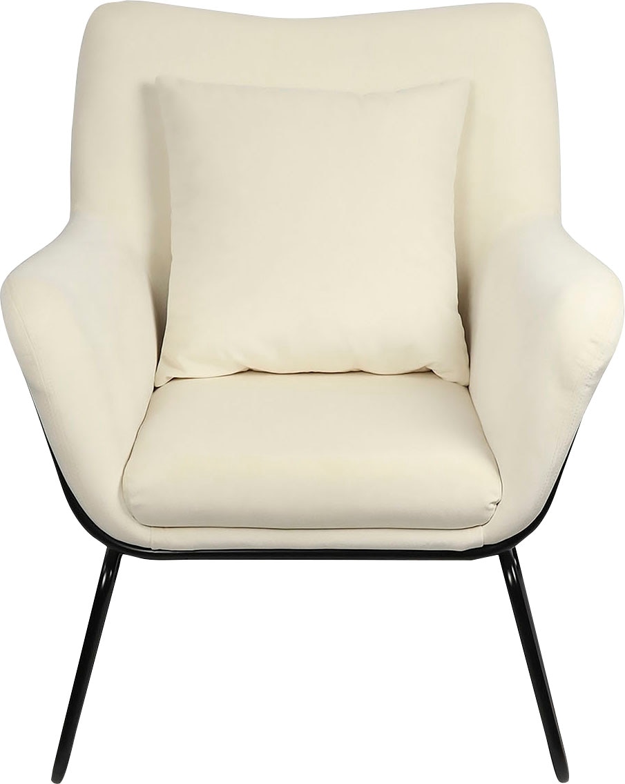 Relaxsessel SALESFEVER "Iseo Entspannung pur: Der Relaxsessel", beige (beige, schwarz), B:68cm H:82cm T:75cm, Samt (100% Polyester), Metall, Sessel, Relaxsessel, inklusive Rückenkissen