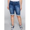 Jeansbermudas SHEEGO "Große Größen", Damen, Gr. 58, Normalgrößen, blau (blau denim), Obermaterial: 65% Baumwolle, 33% Polyester, 2% Elasthan, unifarben, casual, kurz, Jeans 5-Pocket-Jeans