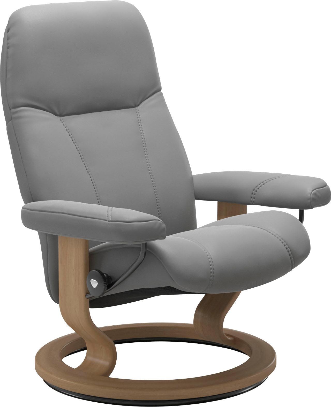 Relaxsessel STRESSLESS "Consul", grau (wild dove batick), B:76cm H:100cm T:71cm, Leder BATICK: BATICK ist ein leicht korrigiertes, durchgefärbtes und genarbtes Möbelleder, bei dem die meisten Unebenheiten und Spuren in der Regel entfernt...