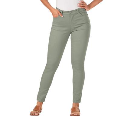 K Jordan High-Rise Colored Skinny Jean (Size 18W) Sage, Cotton,Spandex