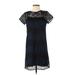 Ann Taylor LOFT Casual Dress - Shift: Black Jacquard Dresses - Women's Size 0