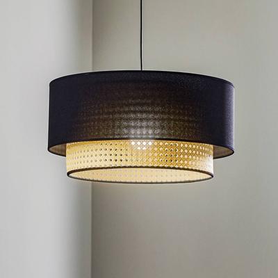 Hängelampe Boho Duolla, dimmbar, schwarz, für Wohn- / Esszimmer, Textil / Stoff / Seide, Landhaus / Rustikal, Pendelleuchte Image