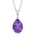 Amethyst Pendant Necklace With Diamond Accents In Sterling Silver