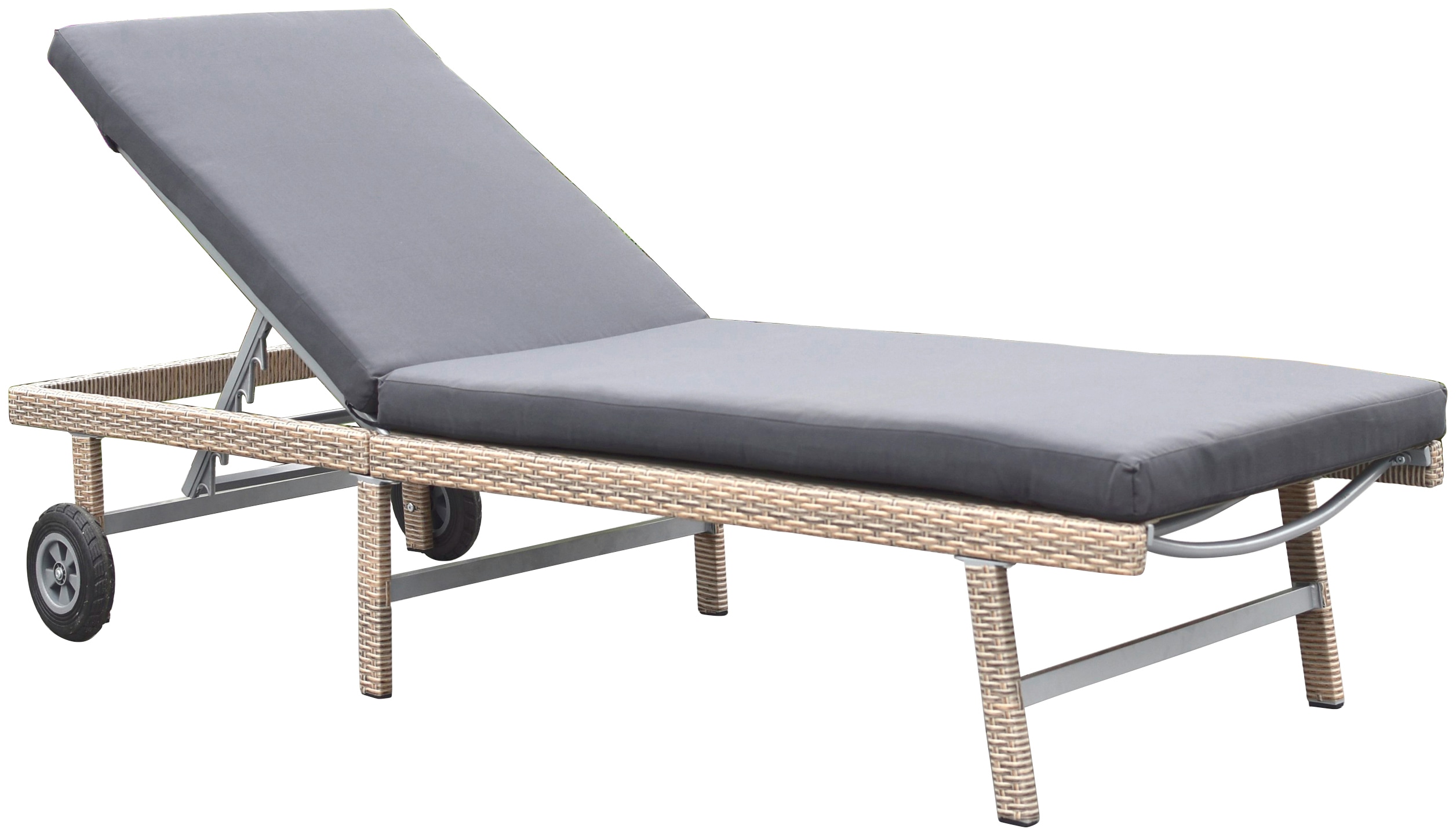 Gartenliege MERXX "Navarra", beige (natur), Gartenliegen, Gartenliege, Länge: 202 cm, verstellbare Rückenlehne, inkl. Auflage