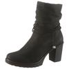 Winterstiefelette RIEKER, Damen, Gr. 42, schwarz, Nubuklederimitat, elegant, Schuhe, Boots, Trichterabsatz, Warmfutter, mit gerafftem Schaft