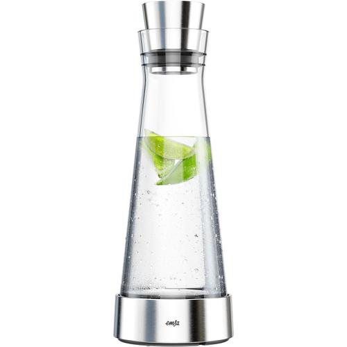 „Karaffe EMSA „“FLOW Slim““ Karaffen Gr. 1000 ml, silberfarben (transparent, edelstahlfarben) Karaffen“