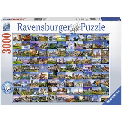 Puzzle RAVENSBURGER "99 Beautiful Places in Europe", bunt, Puzzles, KinderB:121cm H:80cm, Pappe, Motiv, Made in Germany,