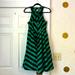 Anthropologie Dresses | Anthropologie Fit & Flare Halter Stripe Dress | Color: Blue/Green | Size: 2 Or 4 (See Measurements)