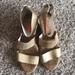 Michael Kors Shoes | Michael Kors Gold Wedge Ankle Strap Zipper Back Sandals, Size 9 | Color: Gold | Size: 9