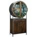 Brown Wood and Grey Metal Wine and Bar Cabinet by Howard Miller