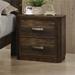 Wooden Nightstand with 2 Drawers for Bderoom Space, Rustic Walnut