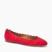 J. Crew Shoes | J. Crew Suede Scalloped Ballet Flats Dark Poppy Red Leather Size 7.5 | Color: Red/Tan | Size: 7.5