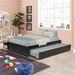 Full Size Soild Pine Wood Platform Bed with Twin Size Trundle Bed and 2 Drawers