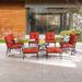 Patio Festival Curve-Arm 9-Piece Outdoor Conversation Set with Red Cushions