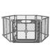 In The Zone Convertible Plastic Walk Through Pet Gate & Play Pen, 192" L X 1" W X 26" H, X-Large, Gray