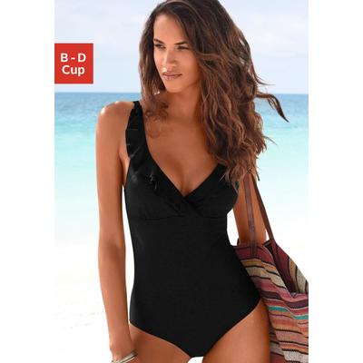 Badeanzug JETTE, Damen, Gr. 36, Cup C, schwarz, Polyamid, unifarben, Badeanzüge, mit eleganter Rüsche und Shaping-Effekt Image