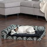 FurHaven Southwest Kilim Deluxe Chaise Lounge Orthopedic Sofa-Style Pet Bed Polyester in Black | 6.25 H x 30 W x 20 D in | Wayfair 44336230