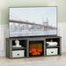 Red Barrel Studio® Nolwenn TV Stand for TVs up to 60" with Electric Fireplace Included Wood in Green/Brown | Wayfair