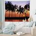 East Urban Home Hawaiian Sunset on Big Island Anaehoomalu Bay Ocean Tapestry Blended Fabric in Black/Indigo/Orange | 60 H x 80 W in | Wayfair
