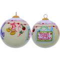 The Holiday Aisle® Baby's First Christmas w/ Motifs Hand Painted Mouth Blown Glass Ornament Glass in Red/White | 3 H x 3 W x 1 D in | Wayfair