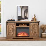 Chestertown TV Stand for TVs up to 65" w/ Fireplace Included Wood in Brown Laurel Foundry Modern Farmhouse® | 30.7 H x 59 W x 15.5 D in | Wayfair