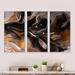 Wrought Studio™ Orange & Black Marble Waves II - Modern Framed Canvas Wall Art Set Of 3 Canvas, in Black/Brown/Orange | Wayfair
