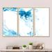 Wrought Studio™ Blue Wave Liquid Art On White I - Modern Framed Canvas Wall Art Set Of 3 Canvas, Wood in Blue/White | 28 H x 36 W x 1 D in | Wayfair