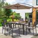 Ebern Designs Theanna Rectangular 6 - Person 59.06" Long Outdoor Dining Set Plastic/Metal in Gray | 59.06 W x 35.43 D in | Wayfair