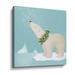 The Holiday Aisle® Holiday Polar Bear - Graphic Art on Canvas in Blue/White | 10 H x 10 W x 2 D in | Wayfair B4CF6B43D4074EB89FD1044ED28F1625
