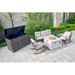 Winston Porter Danniele 4 Piece Sectional Seating Group w/ Cushions Synthetic Wicker/All - Weather Wicker/Wicker/Rattan in Black/Gray | Outdoor Furniture | Wayfair