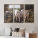 August Grove® Two Cows In The Stable - 3 Piece Floater Frame Painting on Canvas Metal in Brown/White | 32 H x 48 W x 1 D in | Wayfair