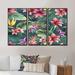 Bay Isle Home™ Tropical Red Flower In Palm Leaves - 3 Piece Floater Frame Print on Canvas Canvas, Wood in White | 20 H x 36 W x 1 D in | Wayfair