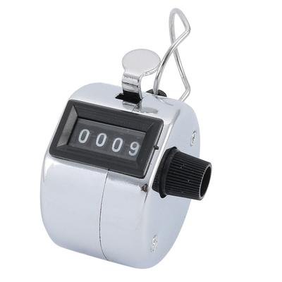 Hand Tally Counter 4 Digit Number Metal Mechanical Counter Lap Counter - Silver Tone