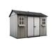 Keter Oakland 11x 7.5 ft. Resin Outdoor Storage Shed With Floor for Patio Furniture and Tools, Grey
